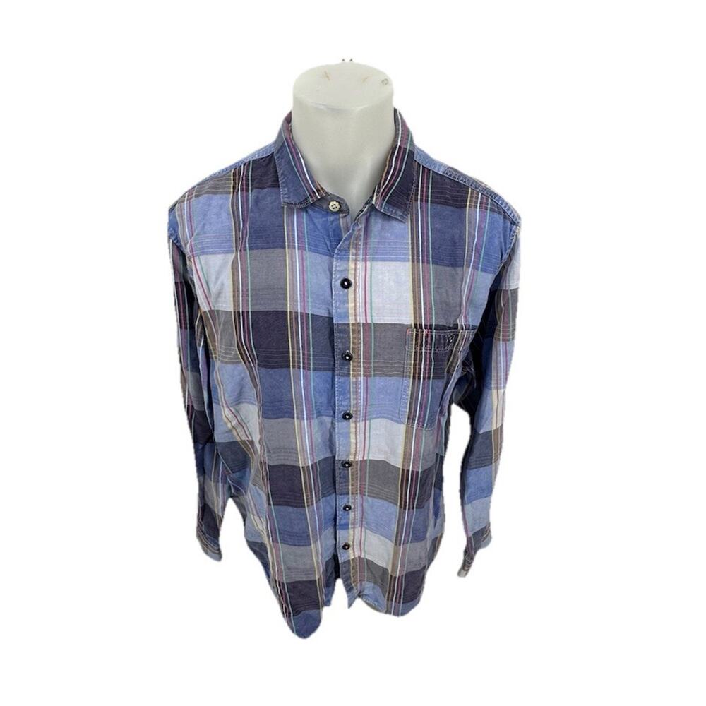 TOMMY BAHAMA XL Men MOOD INDIO PLAID LONG-SLEEVE SHIRT IN DEEP SPACE 29-21